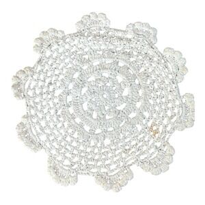 Crochet Doily Small Cream Vintage Handmade Scalloped‎ Lace Round Cottagecore